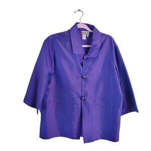 Coldwater Creek Vintage Silk iridescent Jewel Tone Kimono Blouse Size S